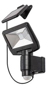 RABALUX 77021 Dojran solární nástěnné svítidlo reflektor LED 5W/500lm 4000K IP44 černá, průhledná, soumrakový a pohybový senzor