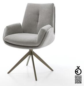 DELIFE Jídelní židle Clea-Flex látka Měkký šedá křížová podnož široká Titanová barva 360° otočný houpací funkce