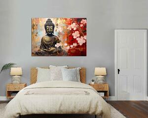 Obraz na plátně Budha a bílé květy