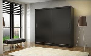 Kvalitní šatní skříň KOLA 2 černá šířka 180 cm Bez LED osvětlení