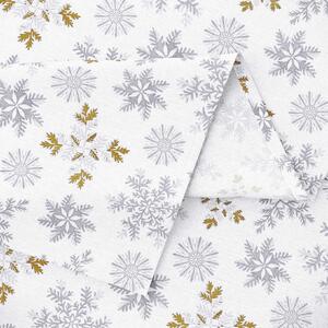 Goldea vánoční hranatý ubrus 100% bavlna - šedé vločky se zlatými třpytkami 80 x 80 cm