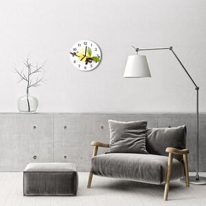 Nástenné skleněné hodiny Vanilkové květy fi 30 cm