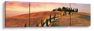 Obraz - Dům na kopci, Toskánsko, Itálie (170x50 cm)
