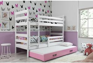 Dětská patrová postel s výsuvnou postelí ERYK 200x90 cm Ružové Bílá