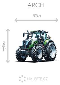 Zelenobílý traktor textilní přelepitelná samolepka na zeď arch 47 x 37 cm