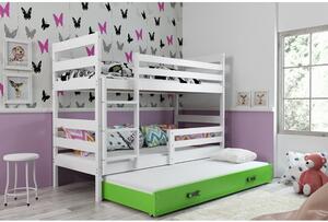Dětská patrová postel s výsuvnou postelí ERYK 160x80 cm Zelená Bílá