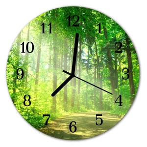 Nástenné skleněné hodiny Přírodní les fi 30 cm