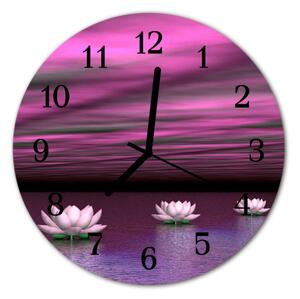 Nástenné skleněné hodiny Vodní lilie fi 30 cm