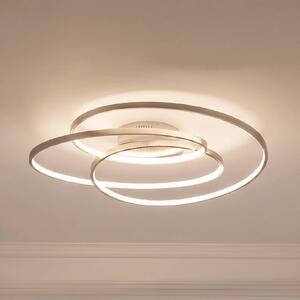 Lindby LED stropní svítidlo Joline, Ø 60 cm, niklová barva, kov, stmívatelný, Hliník / šedá / zinek, Obývací pokoj / jídelna, kov, Moderní