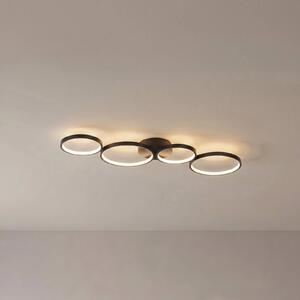 Lindby LED stropní svítidlo Evengeline, černé, hliník, 88 cm, Černá, Obývací pokoj / jídelna, Hliník, Moderní