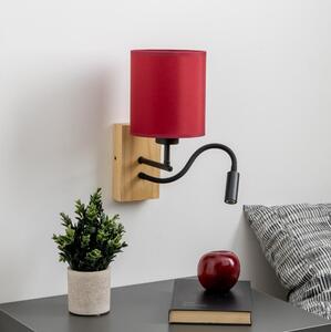 Brilagi-LED Nástěnná lampa NUBILA WOOD 1xE27/25W/230V+LED/3W dub/pompej. červená