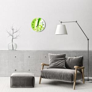 Skleněné hodiny kulaté Vegetativní vzor fi 30 cm
