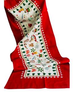 Vánoční běhoun 45 x 140cm CHICCHI E BALOCCHI BRANDANI (barva - červená se vzory)