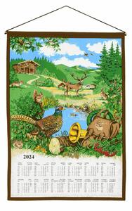 Forbyt Textilní kalendář 2024 Myslivecký s hůlkou, 46 x 65 cm
