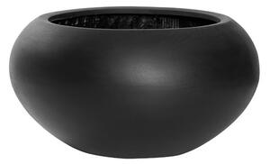 Pottery Pots Venkovní květináč kulatý Cora S, Black (barva černá), kolekce Natural, kompozit Fiberstone, průměr 47 cm x v 25,5 cm, objem cca 33 l