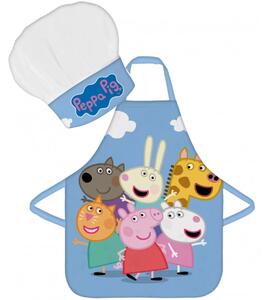 Dětská zástěra s kuchařskou čepicí Prasátko Peppa a kamarádi - souprava 2 díly
