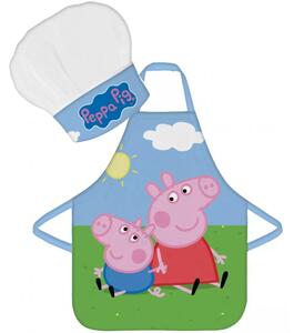 Dětská zástěra s kuchařskou čepicí Prasátka Peppa a George - sada 2 díly