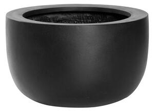 Pottery Pots Venkovní květináč kulatý Sunny M, Black (barva černá), kolekce Natural, kompozit Fiberstone, průměr 33 cm x v 20 cm, objem cca 14 l