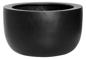 Pottery Pots Venkovní květináč kulatý Sunny L, Black (barva černá), kolekce Natural, kompozit Fiberstone, průměr 45 cm x v 27 cm, objem cca 36 l