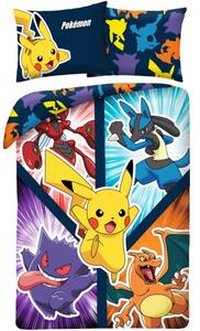 Bavlněné ložní povlečení Pokémon Pikachu a přátelé - 70 x 90 cm + 140 x 200 cm - 100% bavlna