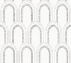 A.S. Création | Vliesová tapeta na zeď AP Arcade 39176-4 | 0,53 x 10,05 m | bílá, metalická, šedá
