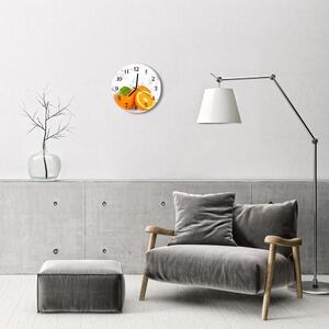 Skleněné hodiny kulaté pomeranče fi 30 cm
