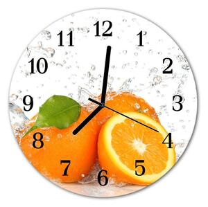 Skleněné hodiny kulaté pomeranče fi 30 cm