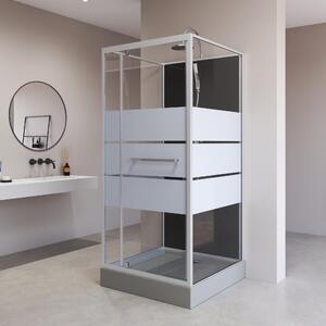 Kompletní sprcha MARWELL Kompletní sprcha Dusy 80 x 80 x 225 cm - kompletní sada včetně sprchové vaničky a baterie - kulatá sprcha s předním vstupem