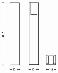 Philips 16354/93/PN Bridge venkovní sloupek 80,2cm E27 1x42W IP44 antracitový