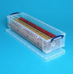 Robustní plastový box na balící papíry a jiné potřeby, transparentní, 80x26x16cm Manutan