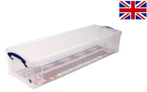 Robustní plastový box na balící papíry a jiné potřeby, transparentní, 80x26x16cm Manutan