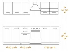 Kuchyňská sestava SET 200 - dub/bílý lesk