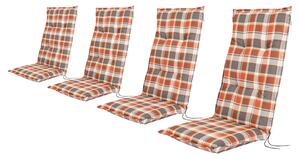 LIVARNO home Sada potahů na židli / křeslo, 120 x 50 x 8 cm, 4dílná, káro/oranžová (800004370)