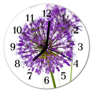 Skleněné hodiny kulaté květina fi 30 cm