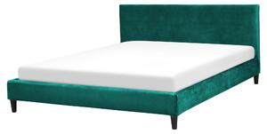 Čalouněná postel v tmavě zeleném sametu 160 x 200 cm FITOU