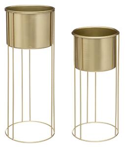 KOVOVÝ KVĚTINÁČ SE STOJÁNEM MAX GOLD SADA 2KS 58X21,5 CM+41,5X18,5 CM ZLATÁ