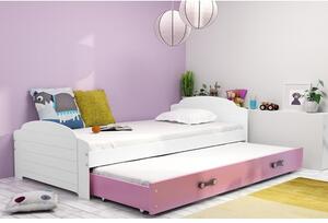 Výsuvná dětská postel LILI bílá 200x90 cm Růžová