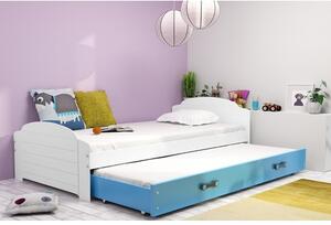 Výsuvná dětská postel LILI bílá 200x90 cm Modrá