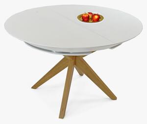 Kulatý jídelní stůl bílý - rozkladací Ø127 cm