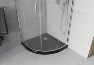 Mexen Rio půlkruhový sprchový kout 80 x 80 cm, Vzor jinovatky, Chromovaná + sprchová vanička Flat, Č