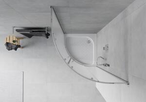Mexen Rio půlkruhový sprchový kout 80 x 80 cm, Vzor jinovatky, Chromovaná + sprchová vanička Rio, Bí
