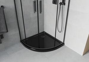 Mexen Rio půlkruhový sprchový kout 90 x 90 cm, Průhledné, Černá + sprchová vanička Flat, Černá