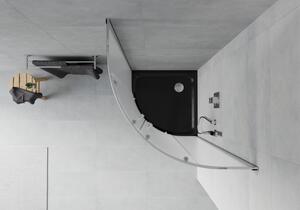 Mexen Rio půlkruhový sprchový kout 90 x 90 cm, Vzor jinovatky, Chromovaná + sprchová vanička Flat, Č