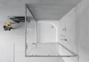 Mexen Rio čtvercový sprchový kout 90 x 90 cm, Průhledné, Chromovaná + sprchová vanička Rio, Bílá