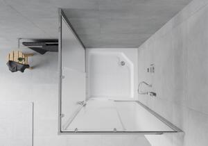Mexen Rio čtvercový sprchový kout 90 x 90 cm, Vzor jinovatky, Chromovaná + sprchová vanička Rio, Bíl