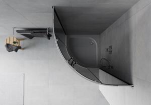 Mexen Rio půlkruhový sprchový kout 90 x 90 cm, Grafitově černá, Chromovaná + sprchová vanička Rio, B