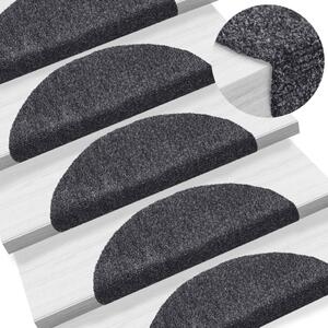 Schodové rohože samolepicí 15 ks 56 x 17 x 3 cm tmavě šedé, půlkulaté 132691
