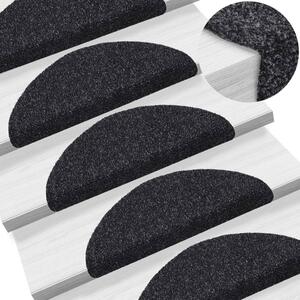 Schodové rohože samolepicí 15 ks 56 x 17 x 3 cm černé, půlkulaté 132692