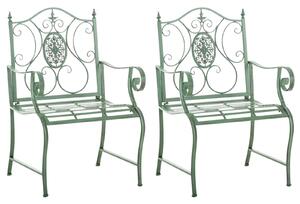 Kovová židle Punjab s područkami (SET 2 ks) - Zelená antik