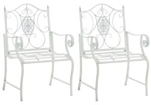 Kovová židle Punjab s područkami (SET 2 ks) - Bílá antik